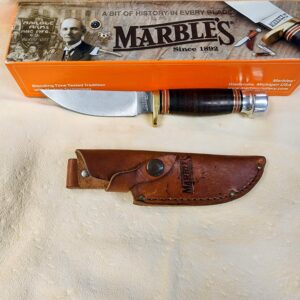 Marble's USA Plainsman Hunting Knife w/ Stacked Leather Handle