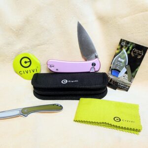 CIVIVI Qubit Pink Aluminum Button Lock Knife