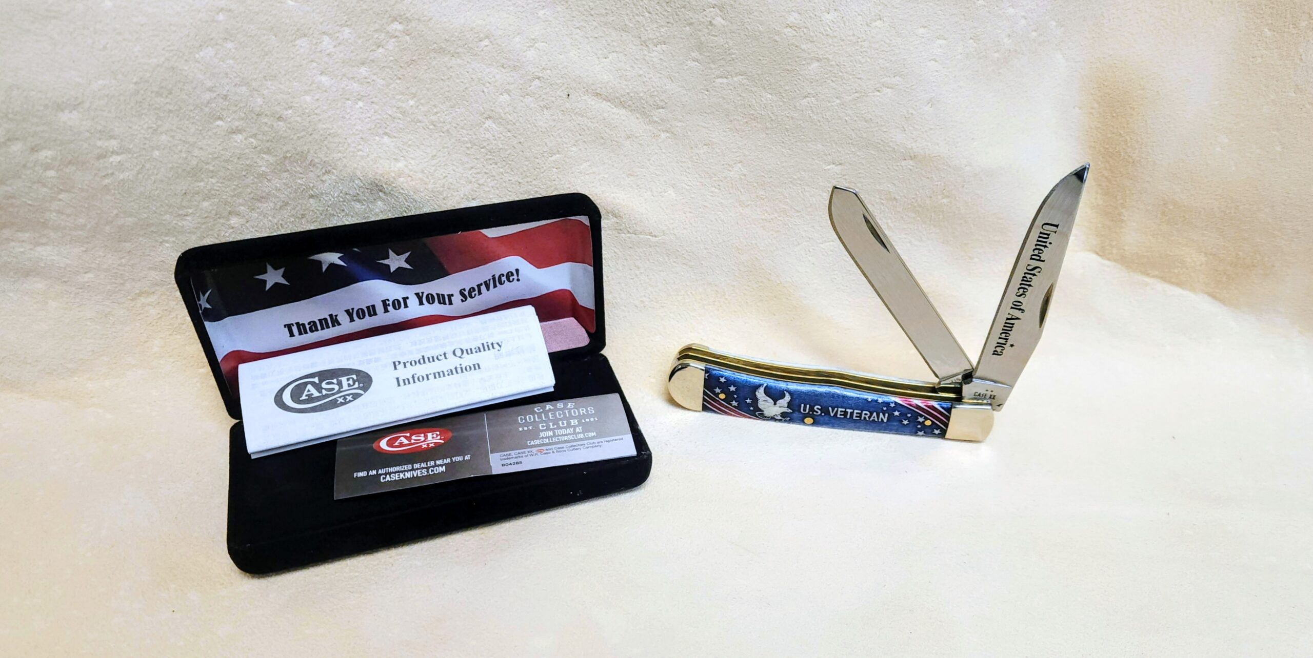 Case xx U.S. Veterans Natural Bone Color Wash Trapper No 16300